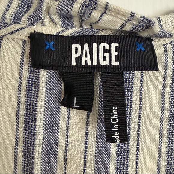 PAIGE Boho Long Balloon Sleeve Striped Dress in Blue and White - Picture 2 of 6